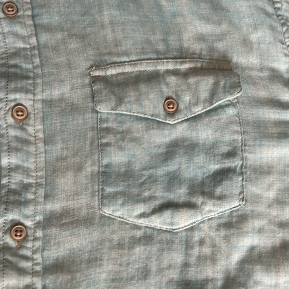 NWT! True Grit Men's Baja Short Sleeve 2 Pocket Button Down Shirt Cotton Sky - Picture 3 of 9